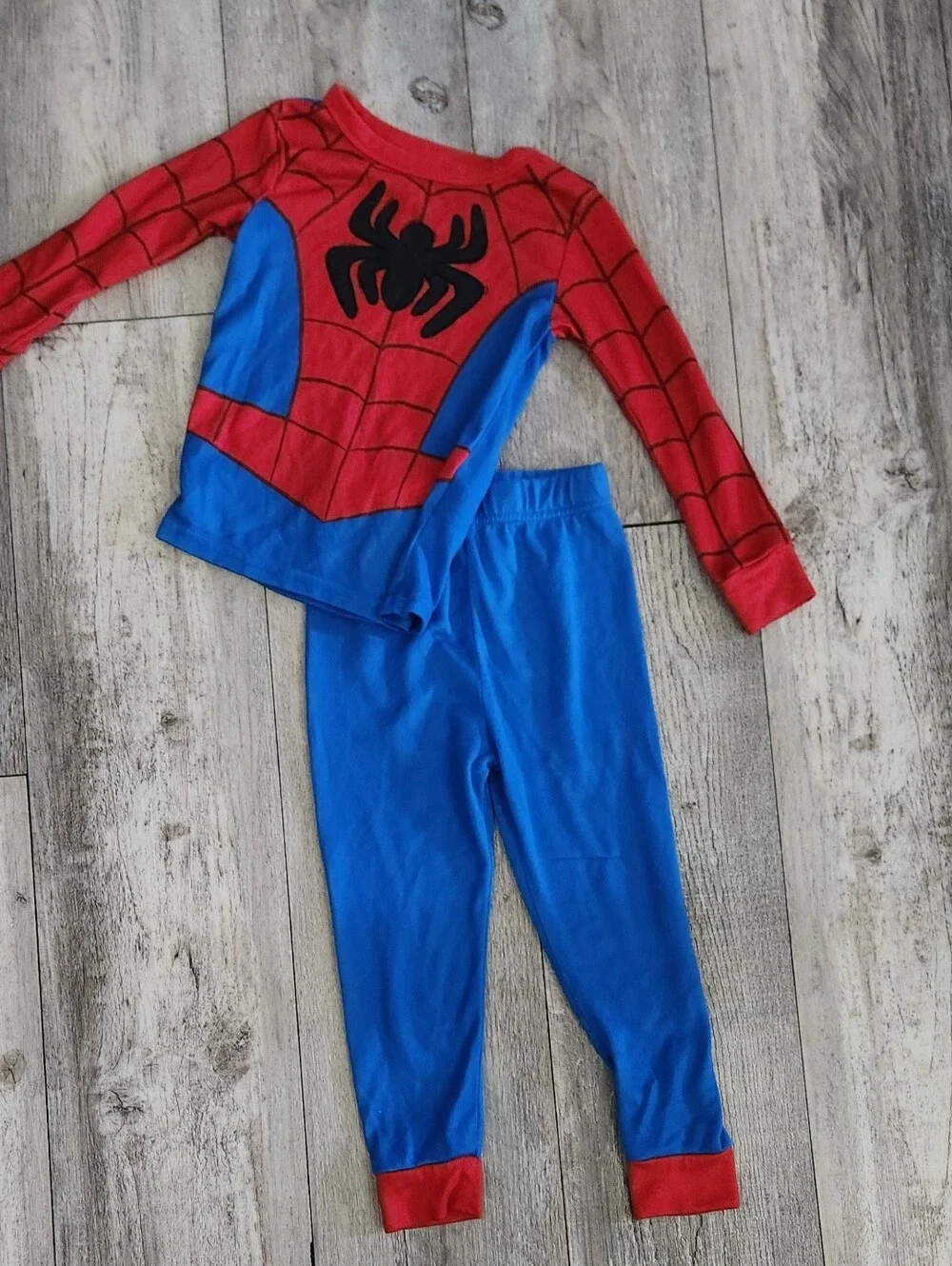 Kids Red and Blue Spider Pajama Costume Top & Bottom Set